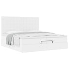 Ottoman bed with mattresses 200x200cm faux leather white