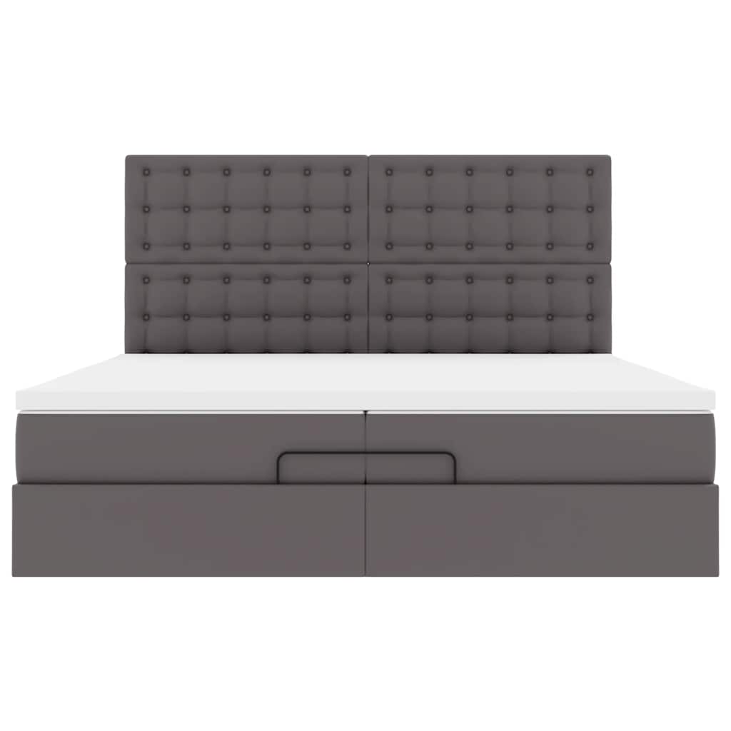 Ottoman bed met matrassen 200x200cm kunstleer grijs