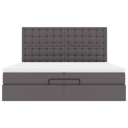Ottoman bed met matrassen 200x200cm kunstleer grijs