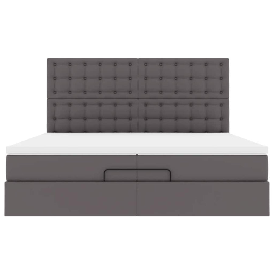 Ottoman bed met matrassen 200x200cm kunstleer grijs