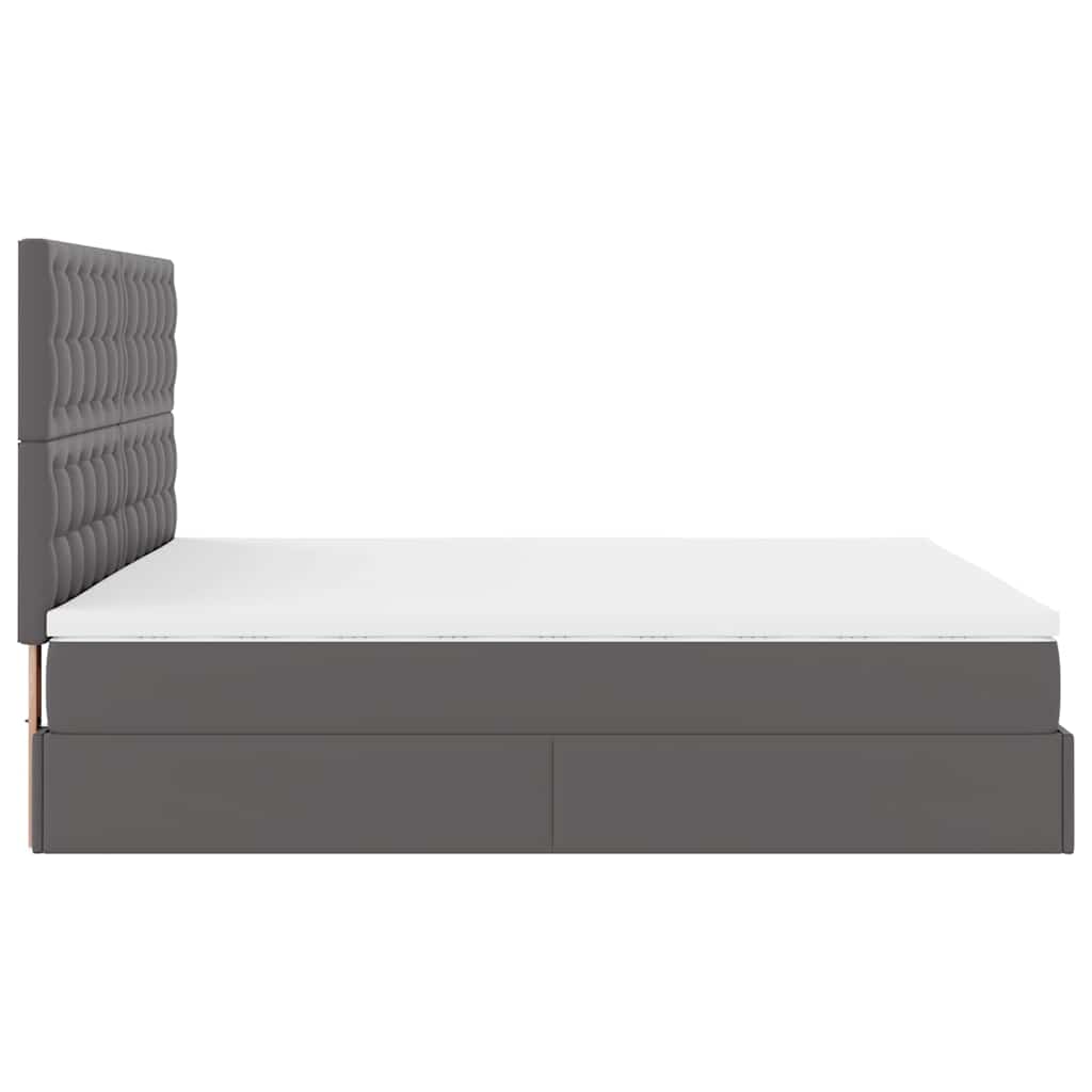 Ottoman bed met matrassen 200x200cm kunstleer grijs