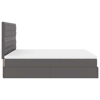 Ottoman bed met matrassen 200x200cm kunstleer grijs