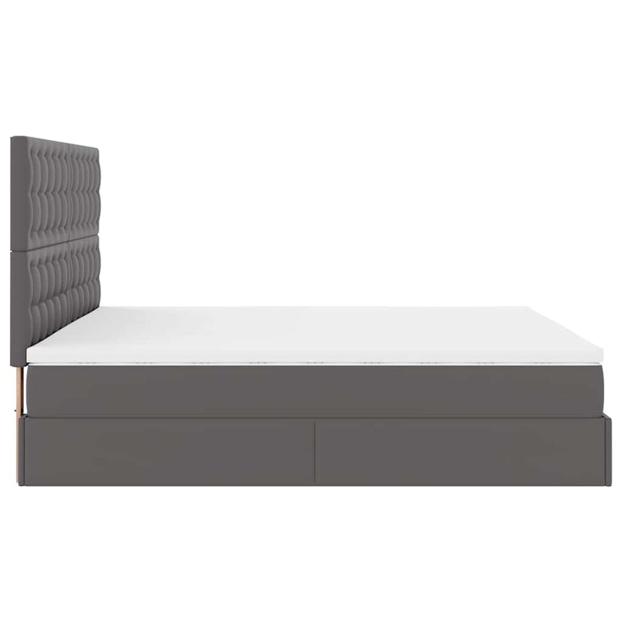 Ottoman bed met matrassen 200x200cm kunstleer grijs