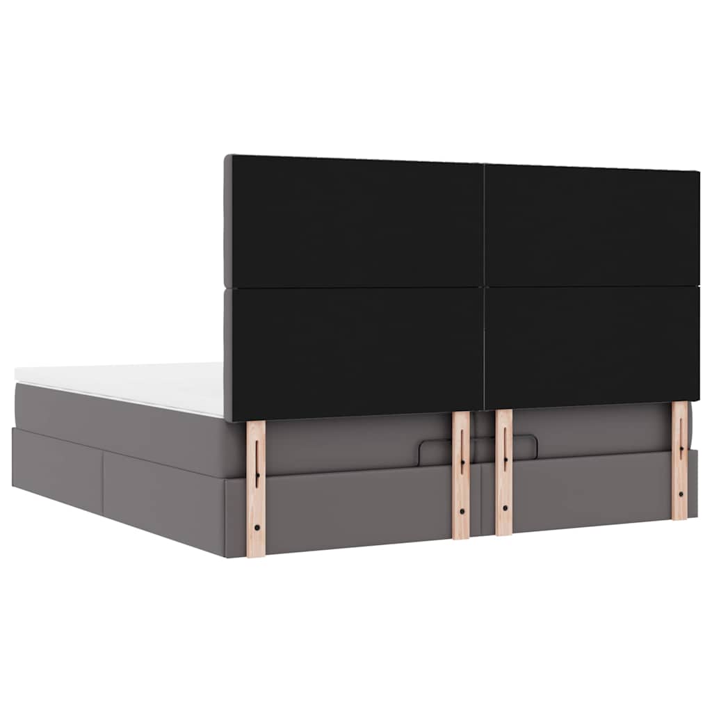 Ottoman bed met matrassen 200x200cm kunstleer grijs