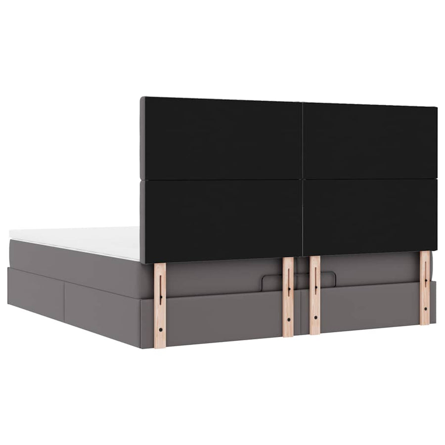 Ottoman bed met matrassen 200x200cm kunstleer grijs