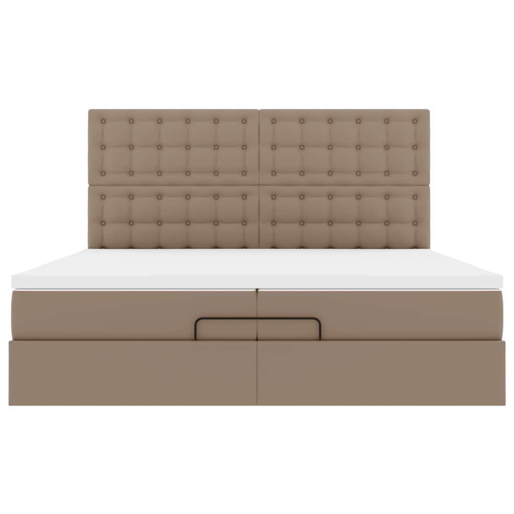 Ottoman bed met matrassen 200x200cm kunstleer cappuccinokleurig