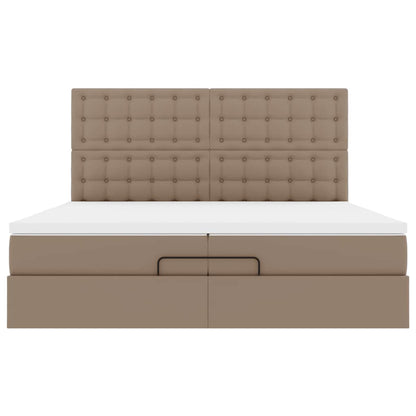 Ottoman bed met matrassen 200x200cm kunstleer cappuccinokleurig