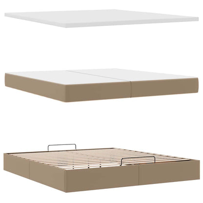 Ottoman bed met matrassen 200x200cm kunstleer cappuccinokleurig