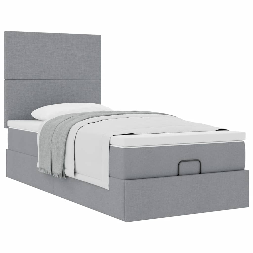 Ottoman bed met matras 80x200cm stof lichtgrijs