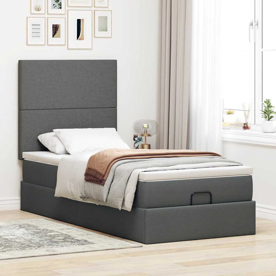 Ottoman bed met matras 80x200cm stof donkergrijs