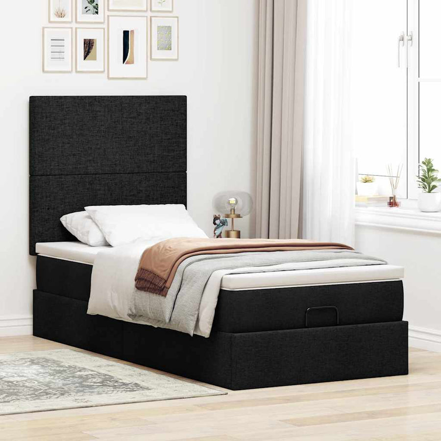 Ottoman bed met matras 80x200cm stof zwart