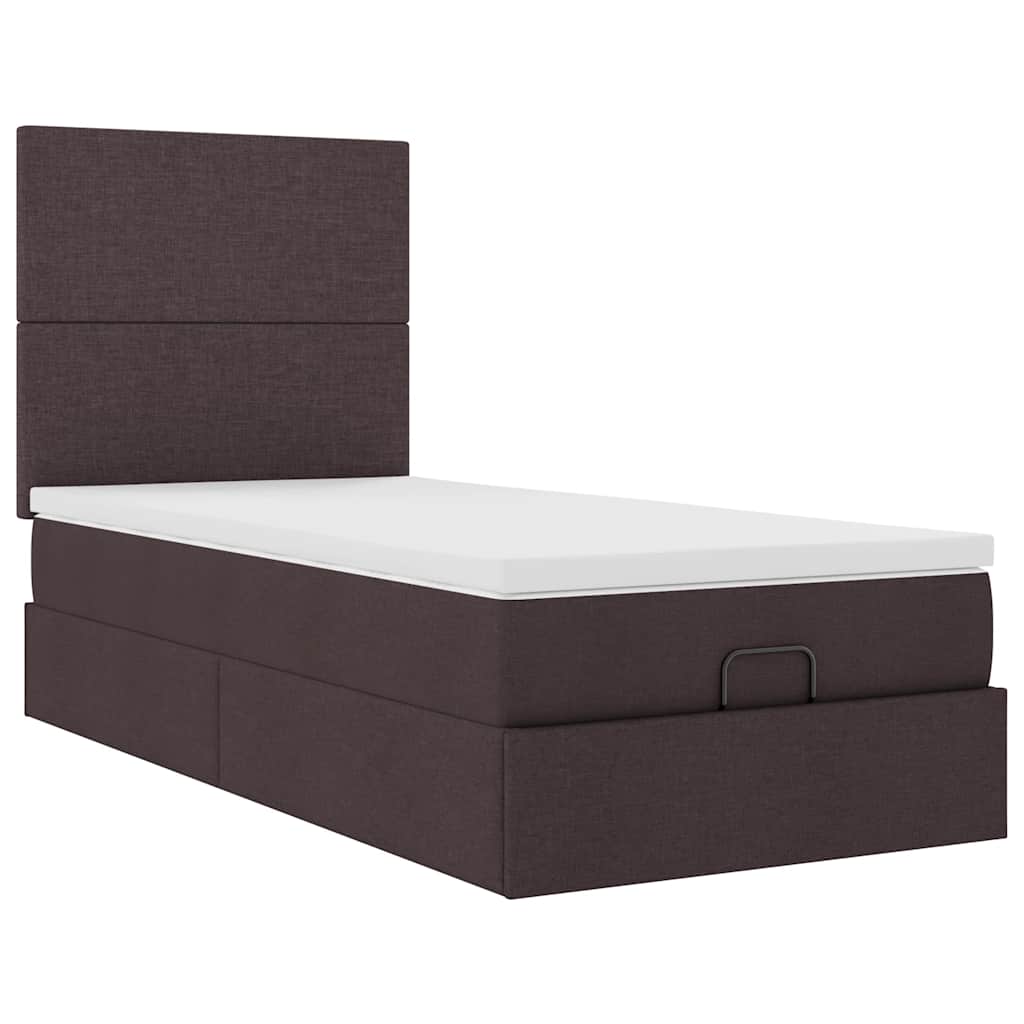 Ottoman bed met matras 80x200cm stof donkerbruin