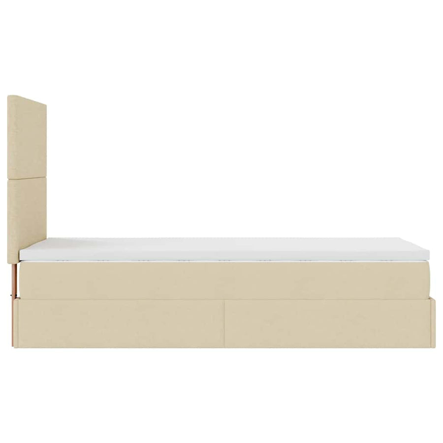 Ottoman bed met matras 80x200cm stof crèmekleurig