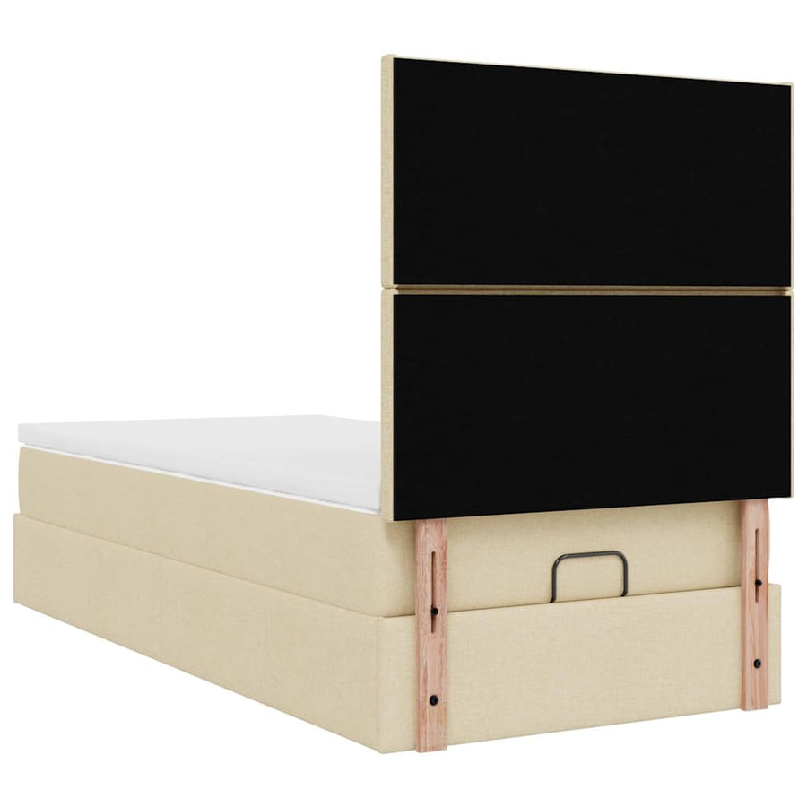 Ottoman bed met matras 80x200cm stof crèmekleurig