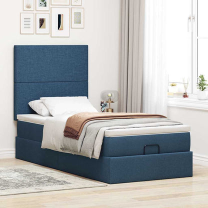 Ottoman bed met matras 80x200cm stof blauw