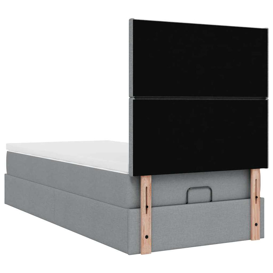 Ottoman bed met matras 90x190cm stof lichtgrijs