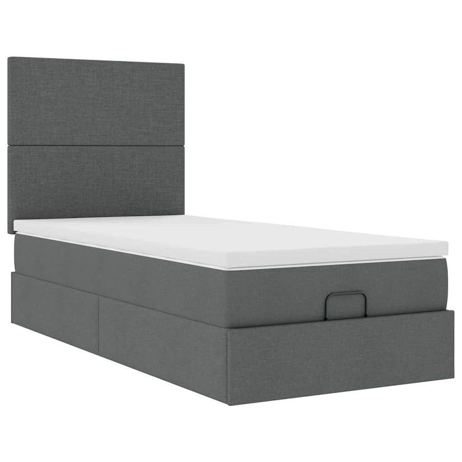 Ottoman bed met matras 90x190cm stof donkergrijs