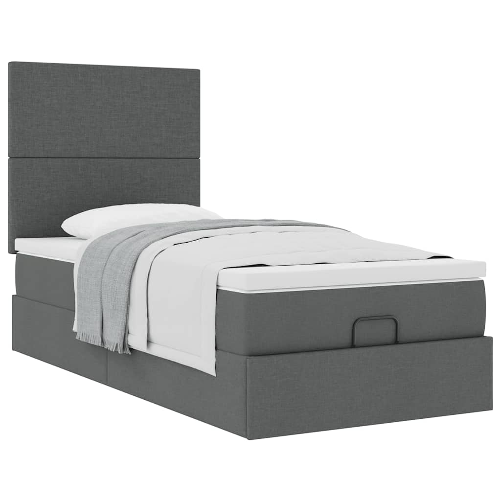 Ottoman bed met matras 90x190cm stof donkergrijs
