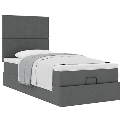 Ottoman bed met matras 90x190cm stof donkergrijs