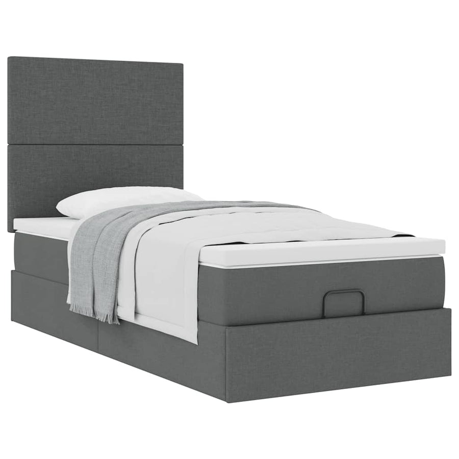 Ottoman bed met matras 90x190cm stof donkergrijs