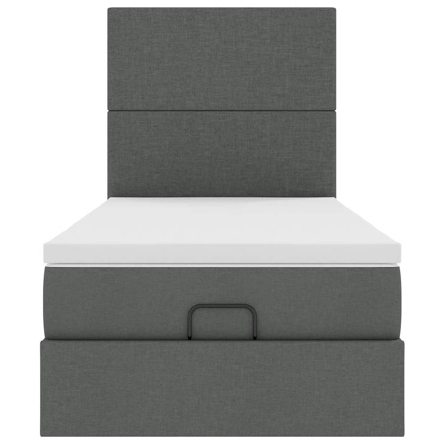 Ottoman bed met matras 90x190cm stof donkergrijs