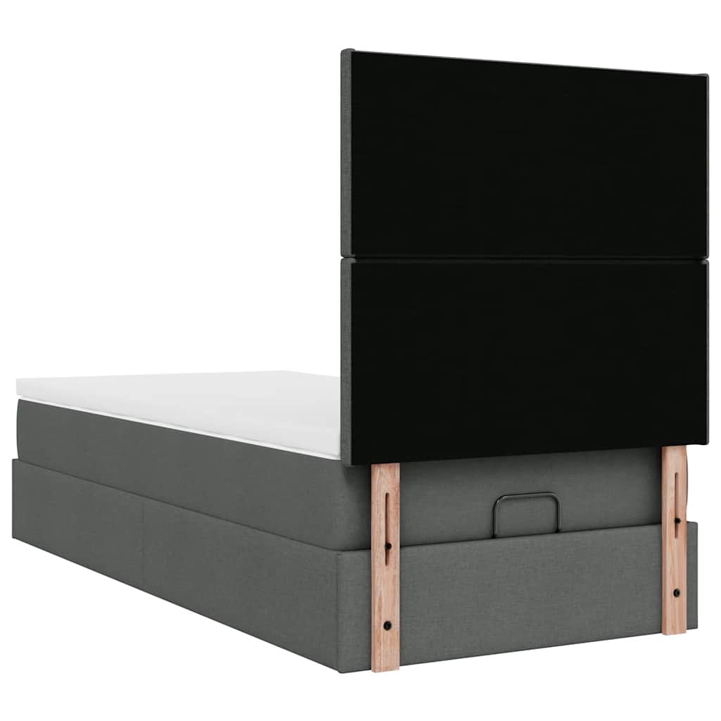 Ottoman bed met matras 90x190cm stof donkergrijs