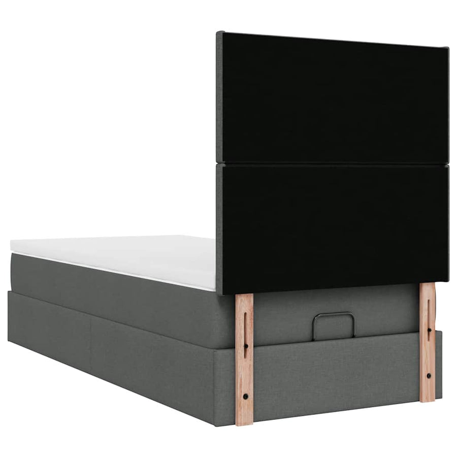 Ottoman bed met matras 90x190cm stof donkergrijs