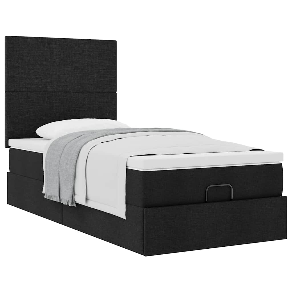 Ottoman bed met matras 90x190cm stof zwart