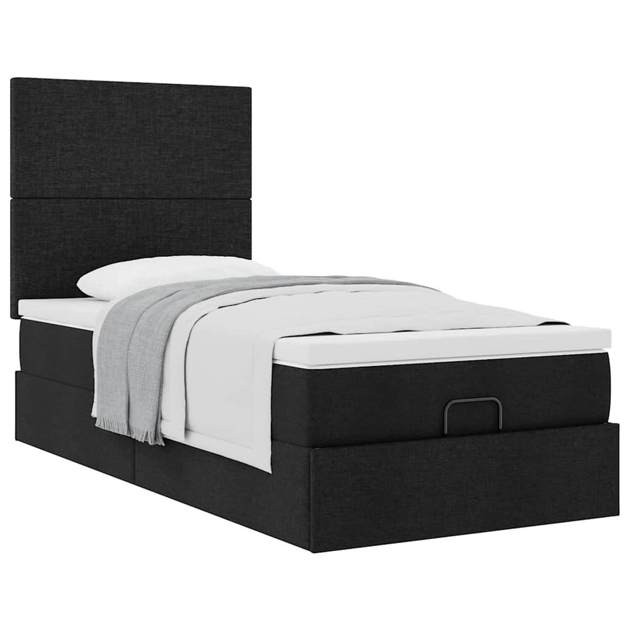 Ottoman bed met matras 90x190cm stof zwart