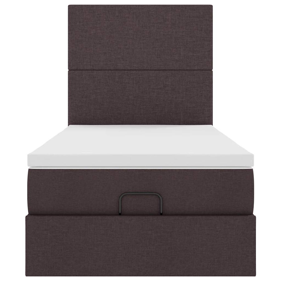 Ottoman bed met matras 90x190cm stof donkerbruin
