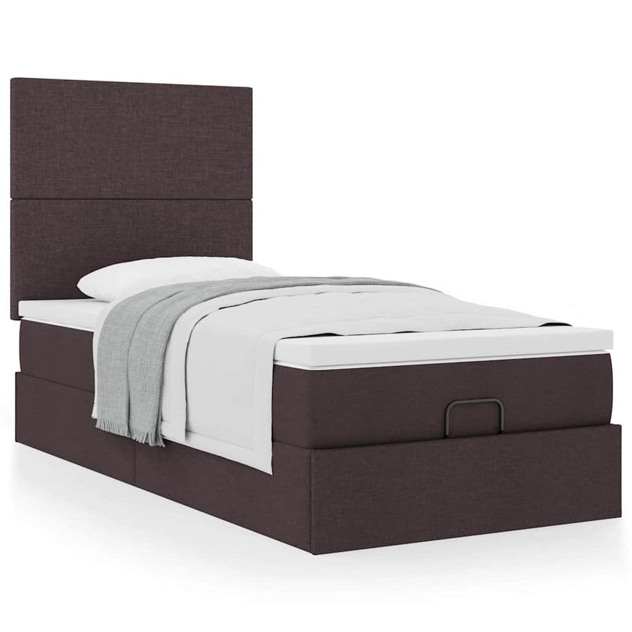 Ottoman bed met matras 90x190cm stof donkerbruin