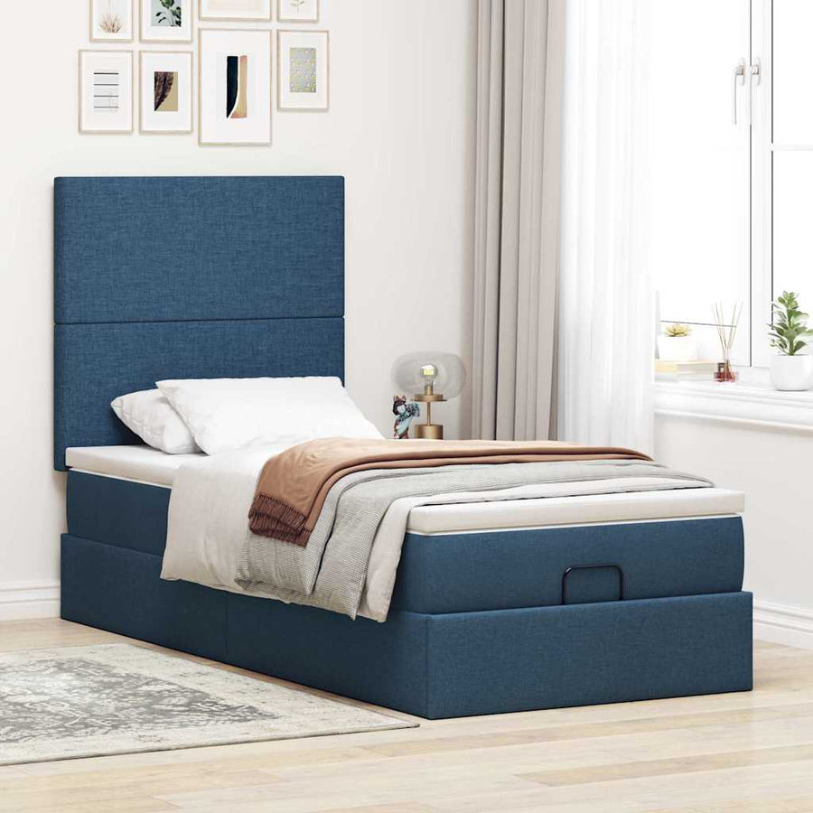 Ottoman bed met matras 90x190cm stof blauw