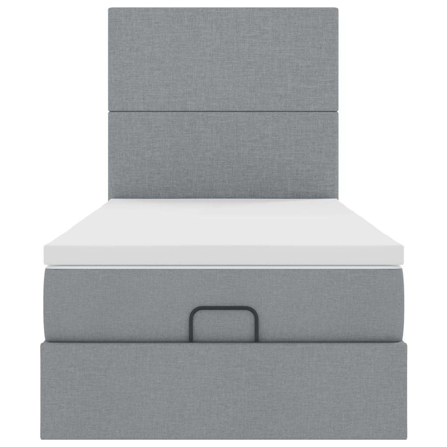 Ottoman bed met matras 90x200cm stof lichtgrijs