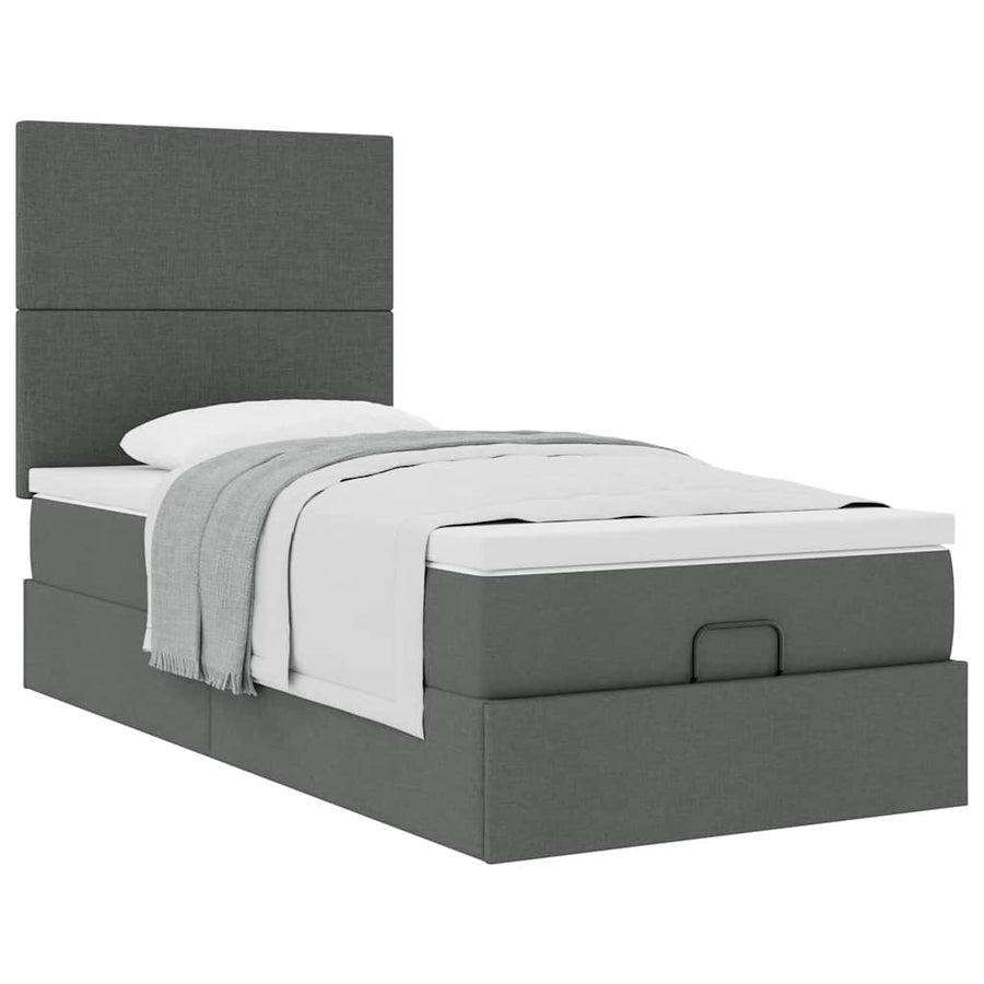 Ottoman bed met matras 90x200cm stof donkergrijs
