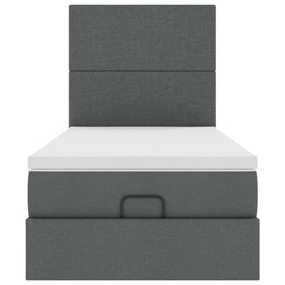 Ottoman bed met matras 90x200cm stof donkergrijs