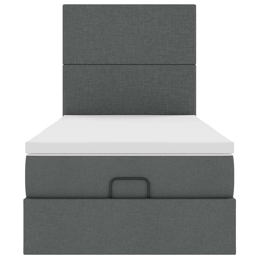 Ottoman bed met matras 90x200cm stof donkergrijs
