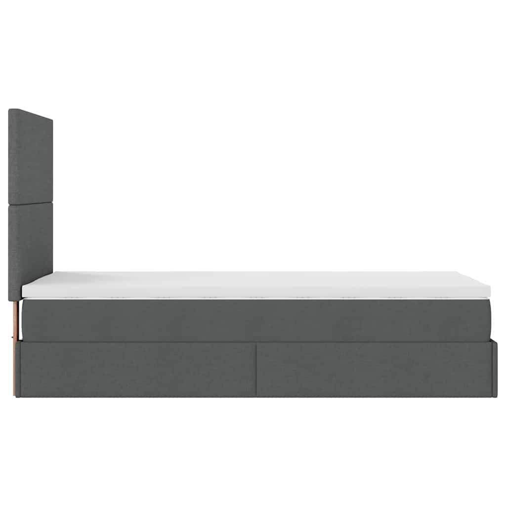 Ottoman bed met matras 90x200cm stof donkergrijs