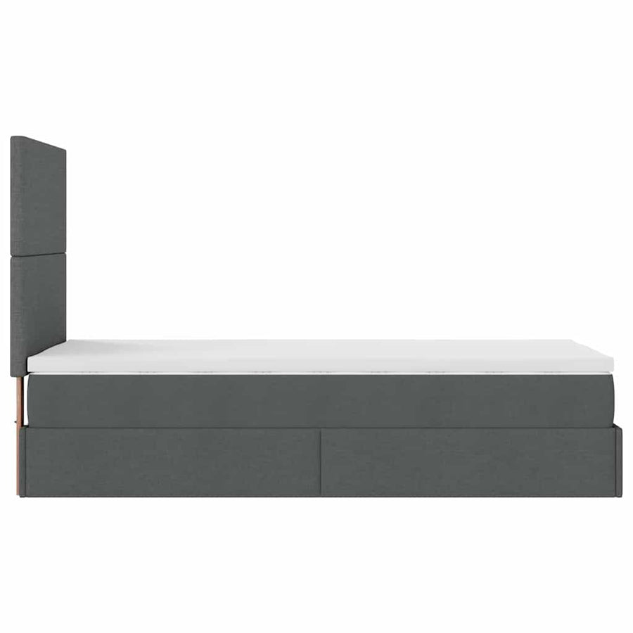 Ottoman bed met matras 90x200cm stof donkergrijs