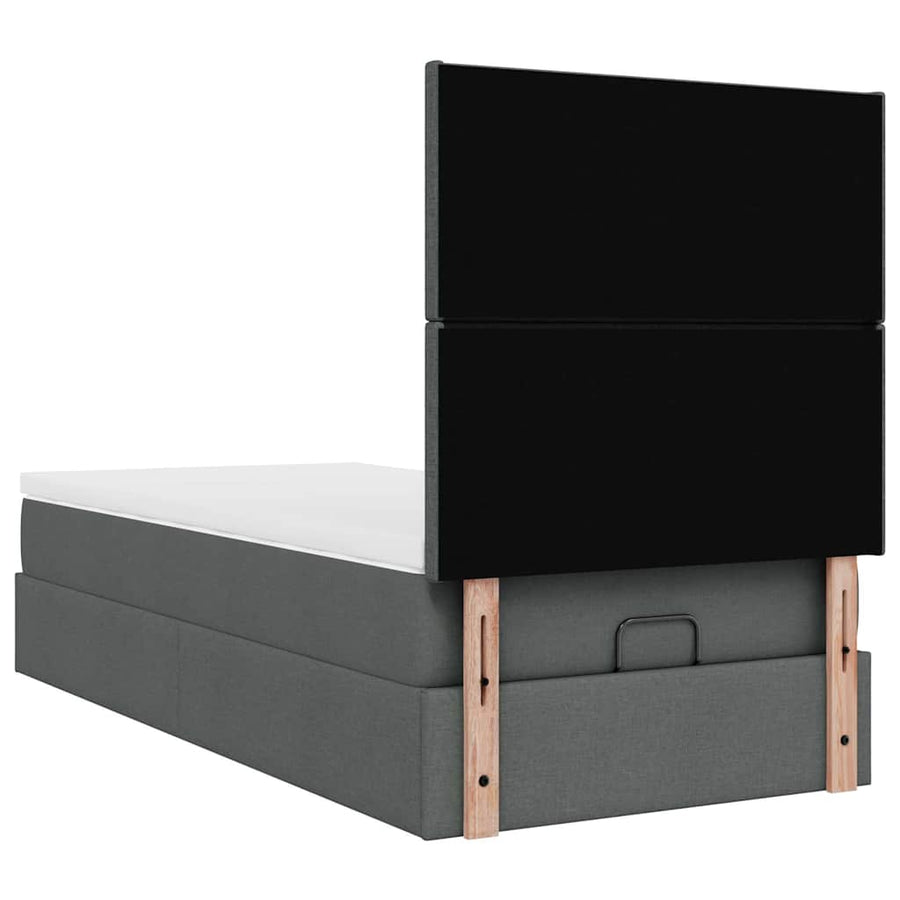 Ottoman bed met matras 90x200cm stof donkergrijs