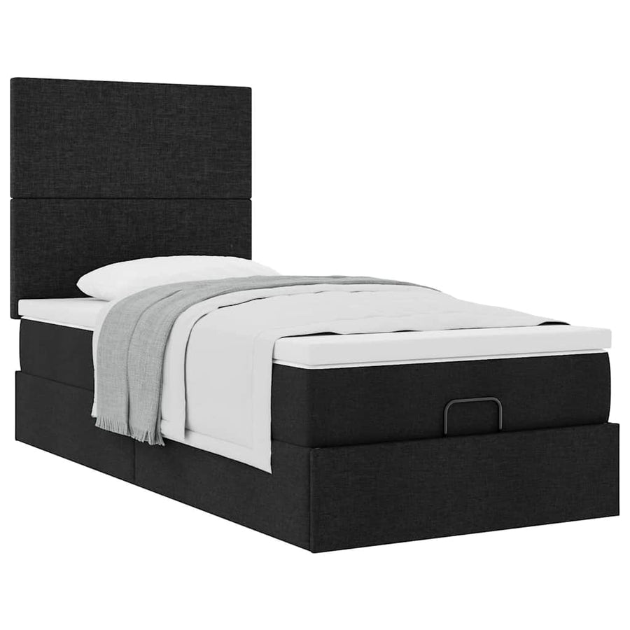 Ottoman bed met matras 90x200cm stof zwart