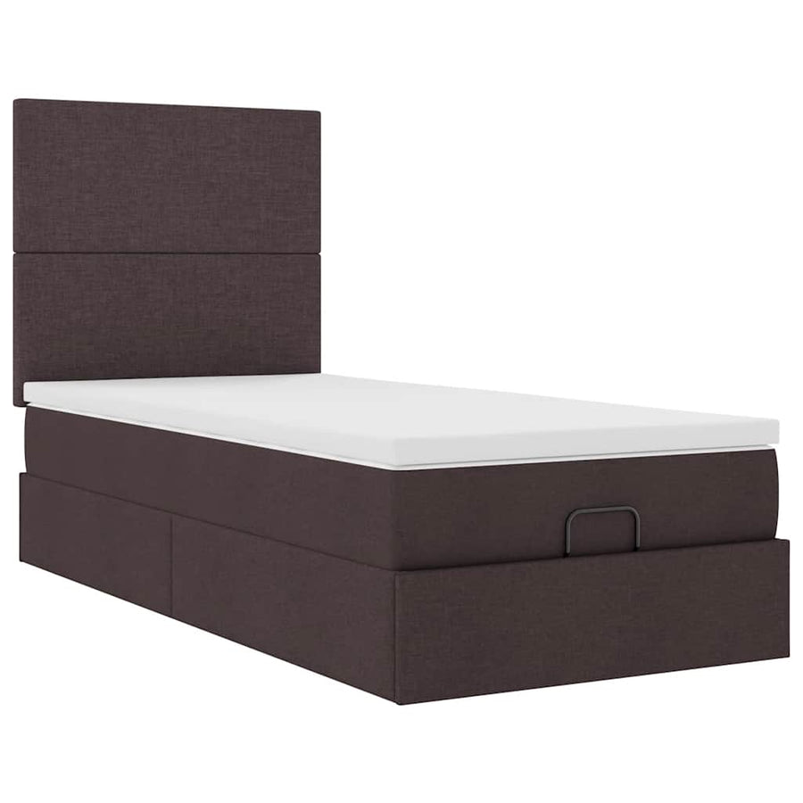 Ottoman bed met matras 90x200cm stof donkerbruin