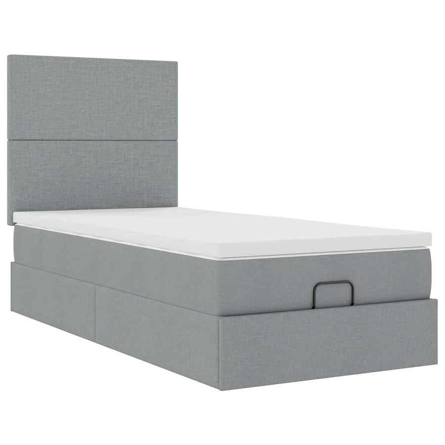 Ottoman bed met matras 100x200cm stof lichtgrijs