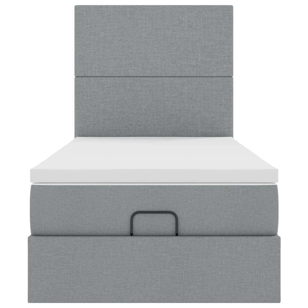 Ottoman bed met matras 100x200cm stof lichtgrijs