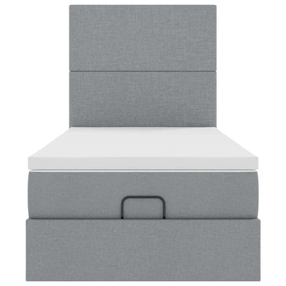 Ottoman bed met matras 100x200cm stof lichtgrijs
