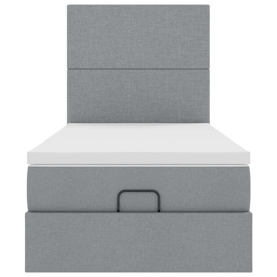 Ottoman bed met matras 100x200cm stof lichtgrijs