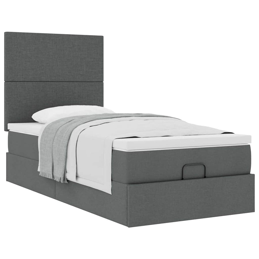 Ottoman bed met matras 100x200cm stof donkergrijs