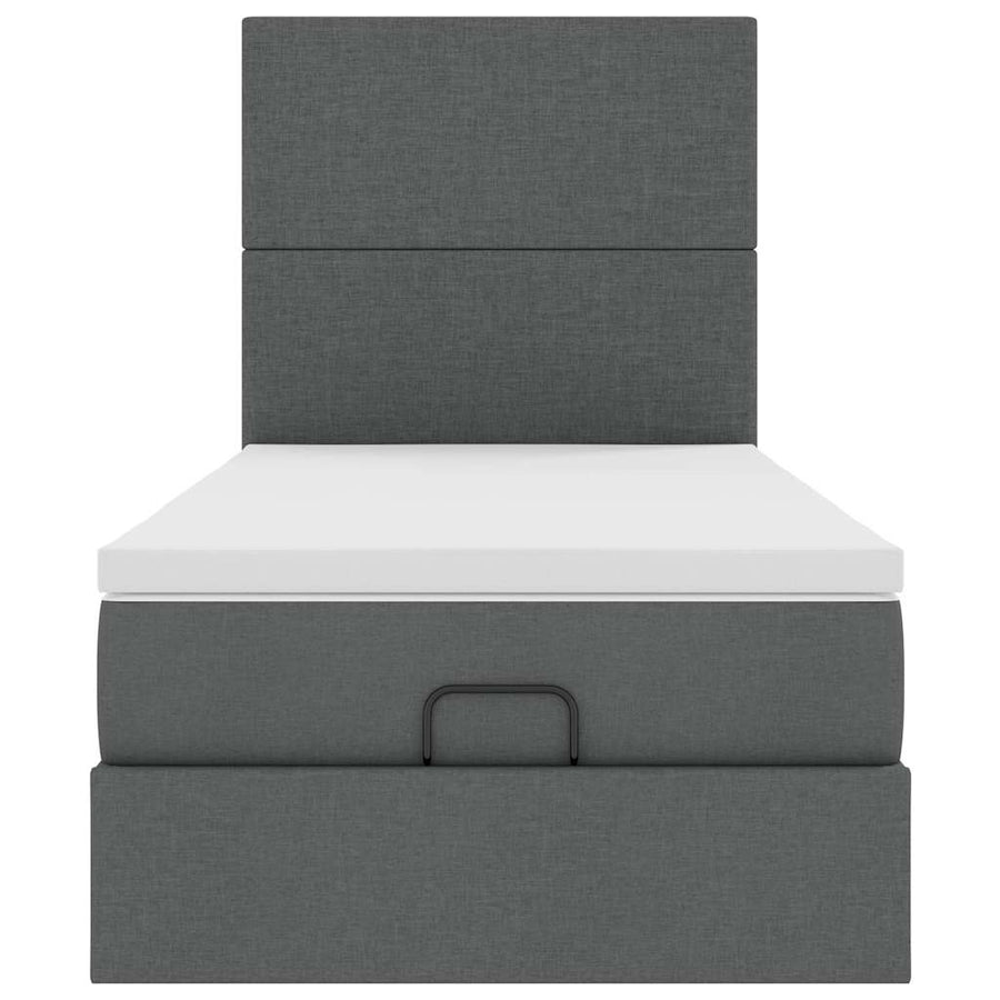 Ottoman bed met matras 100x200cm stof donkergrijs