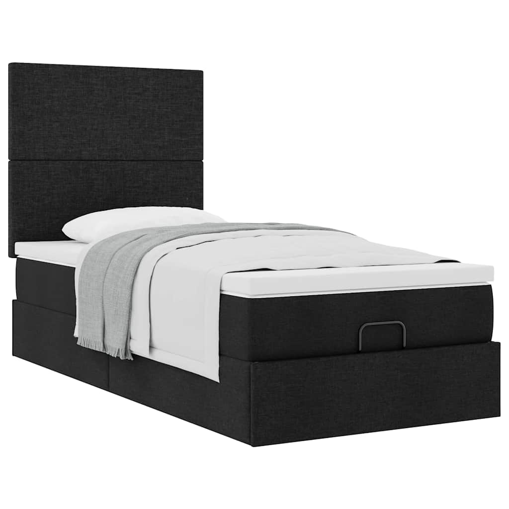 Ottoman bed met matras 100x200cm stof zwart