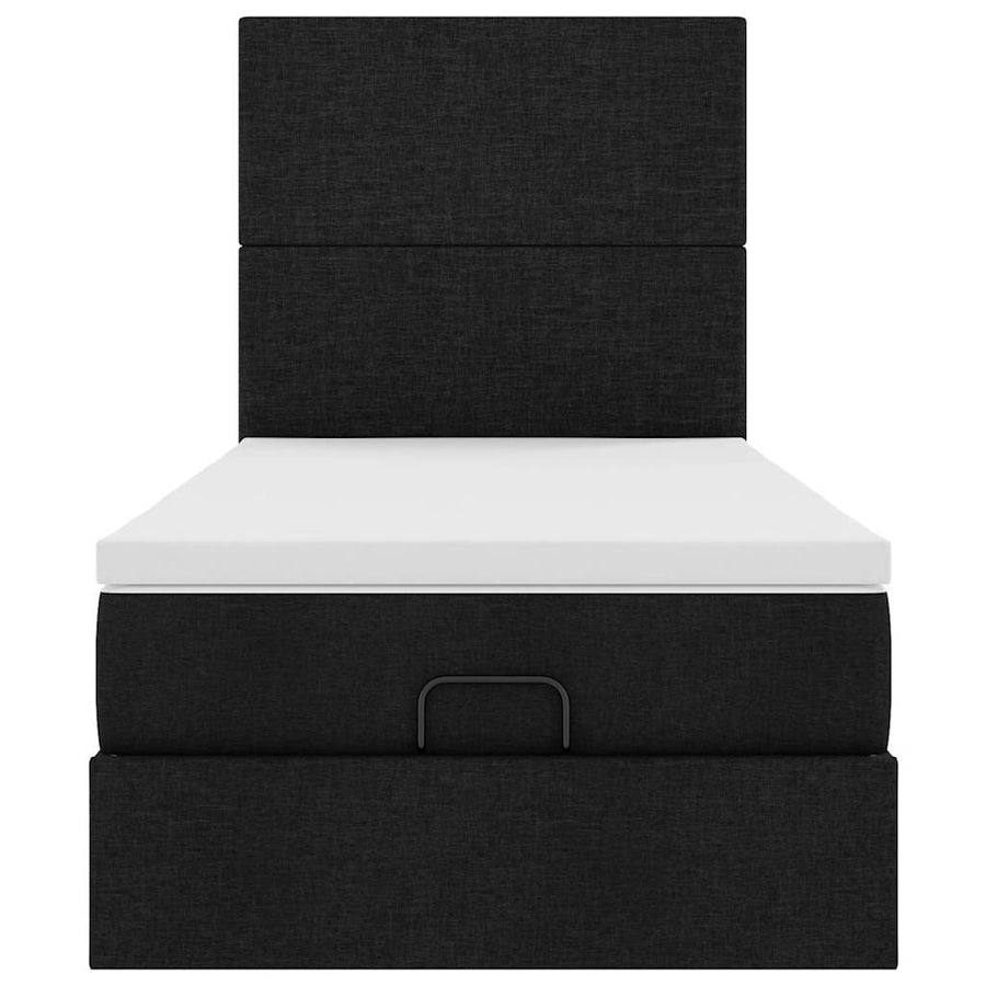 Ottoman bed met matras 100x200cm stof zwart