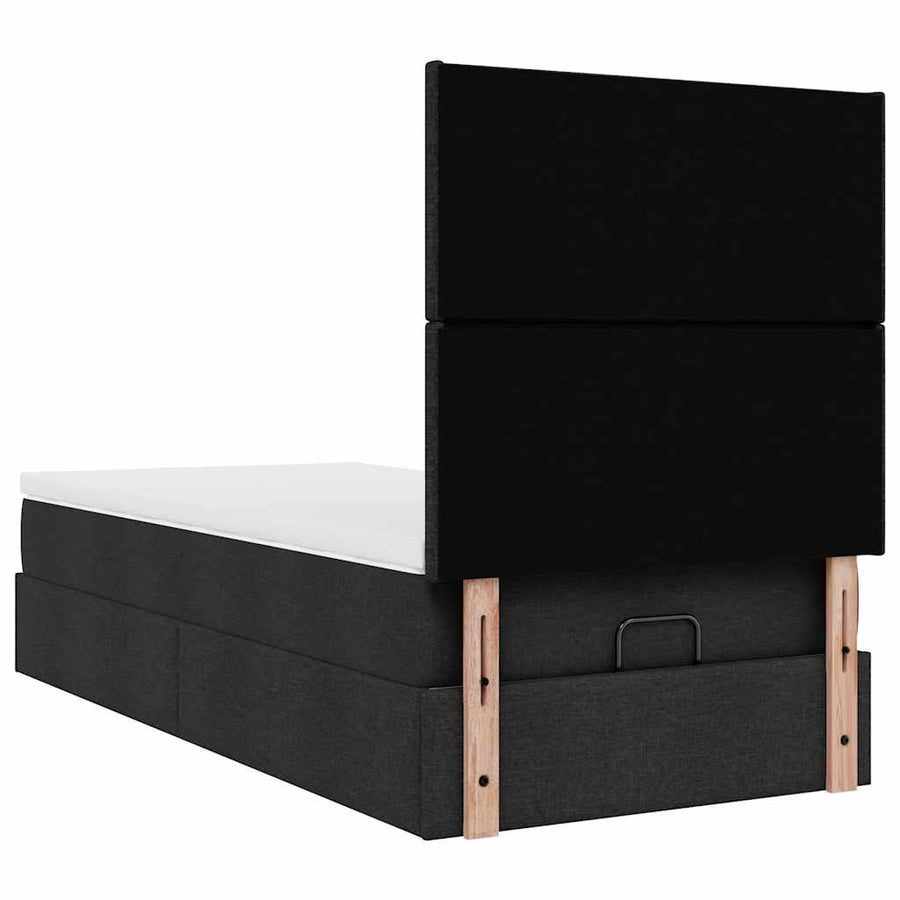 Ottoman bed met matras 100x200cm stof zwart